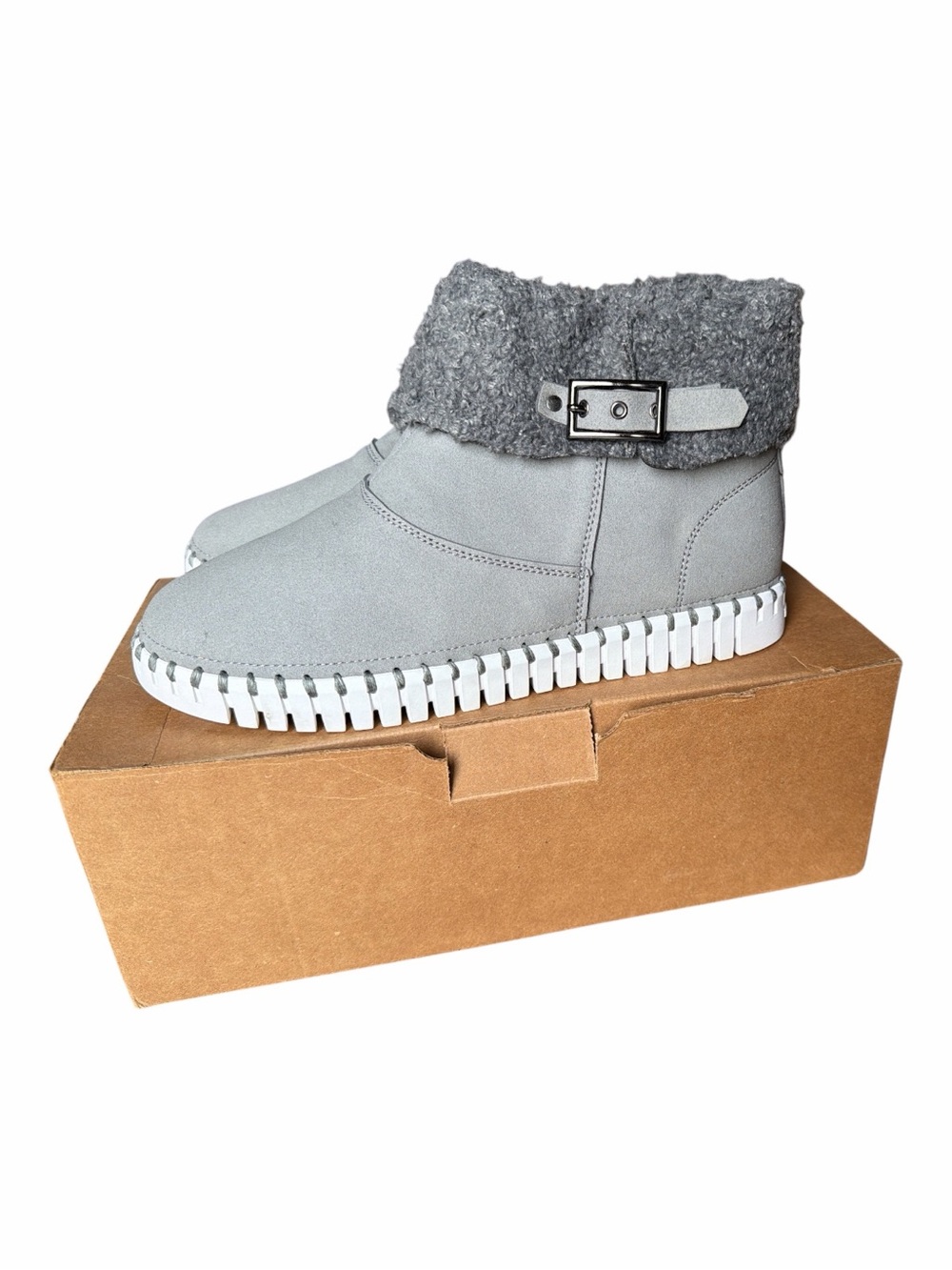 Ilse Jacobsen Women’s Warm Lined Ankle Boots - Gray Faux Fur, Sz 40 9.5/10